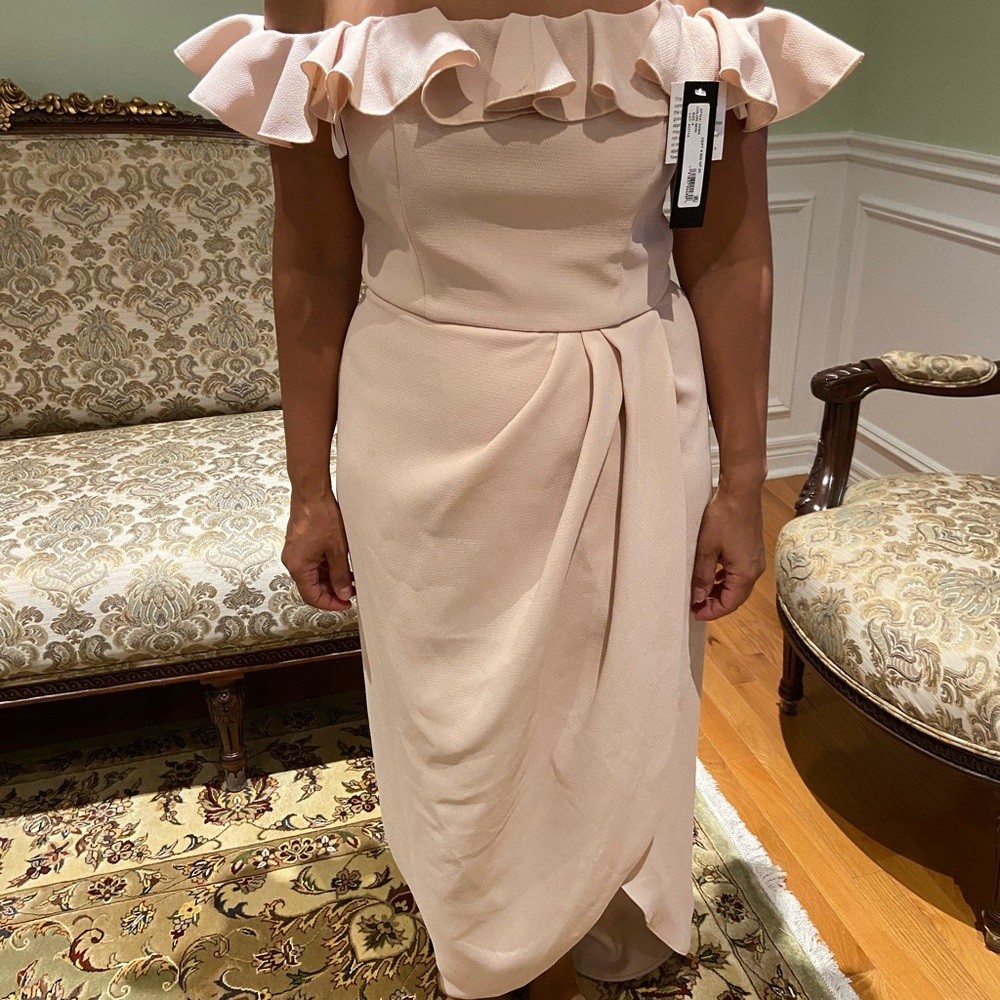 light champagne coloured ruffle dress